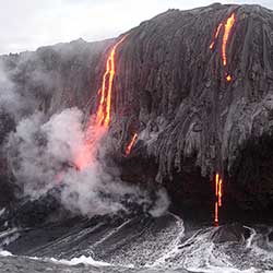 Lava reaches the sea