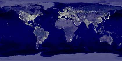 Human-made light at night