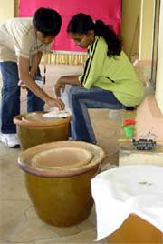 Examining pots